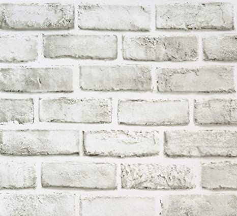 17.71" x118" White/Grey Brick Wallpaper Self-Adhesive Wallpaper Removable Peel and Stick Wallpaper Decorative Paper Brick Wallpaper Shelf Paper Christmas Fireplace Decoration