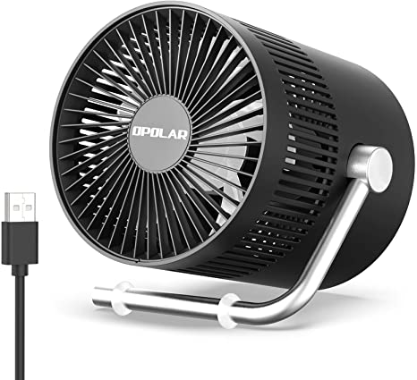 OPOLAR Small USB Powered Desk Fan, Mini Personal Fans with 3 speeds adjustment, 5 Fan Blades Rotating, Whisper Quite, Cooling Fans for Office, Home and Outdoor Use