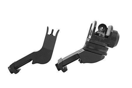 Feyachi Flip Up Rear Sights / 45 Degree Rapid Transition Iron Sight with Elevation fits Picatinny and Weaver Rails for Hunting