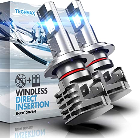 TECHMAX H7 LED Headlight Bulb,Windless Direct Insertion 50W 6500K Xenon White CREE Chips of 2