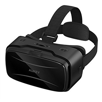 AUKEY VR Headset Virtual Reality 3D Glasses with Adjustable Lens and Lens Distance for Film and Video Games, Compatible with Smartphone from 4.0 - 5.5 inches, Such as iPhone, Samsung, etc.(VR-O3, Black)