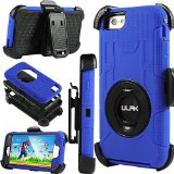 iPhone 6 Case ULAK Armor Jacket Case for Apple iPhone 6 47 inch Belt Clip Holster Heavy Duty Rugged Hybrid Shockproof Combo Kickstand Cover Armor Jacket-Blue