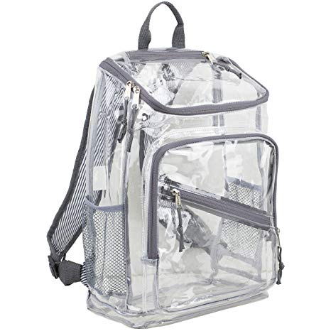 Eastsport Clear Top Loader Backpack, Gray/Pin Stripe Print