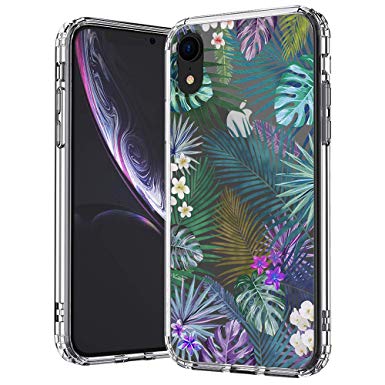 MOSNOVO iPhone XR Case, Clear iPhone XR Case, Tropical Palm Tree Leaves Case Pattern Clear Design Transparent Plastic Hard Back Case with Soft TPU Bumper Protective Case Cover for Apple iPhone XR