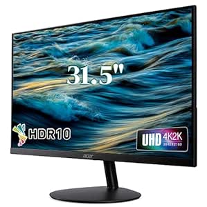 Acer SA322QK 31.5 Inch 4K UHD 3840 x 2160 Resolution VA Ultra Thin (7.2mm) Backlit LED LCD Monitor I Zero Frame Design I HDR 10 I AMD Free Sync I 2xHDMI, 1xDP I Stereo Speakers I Eye Care I Black