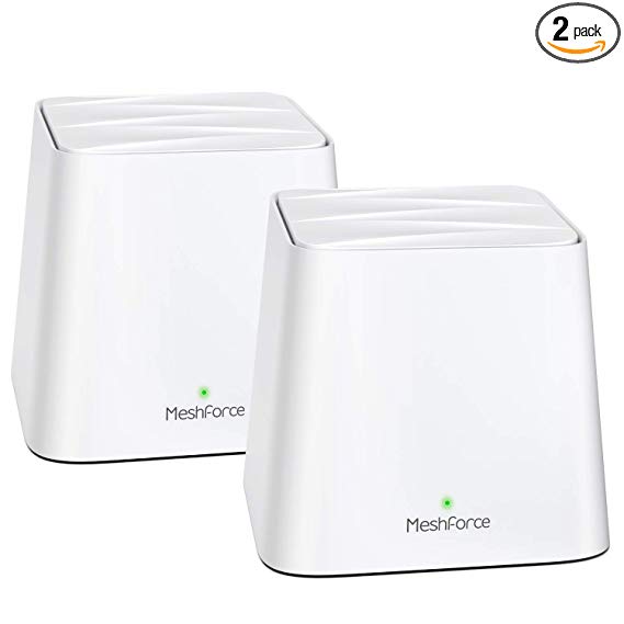 MeshForce Whole Home Mesh WiFi System (2 Pack), Dual Band AC1200 Router Replacement for Seamless and High Performance Wireless Coverage 3-4 Bedrooms