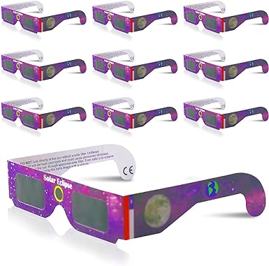 2024 Solar Eclipse Glasses Approved ISO and CE Certified Optical Quality Safe Shades for Direct Sun Viewing for Solar Eclipse