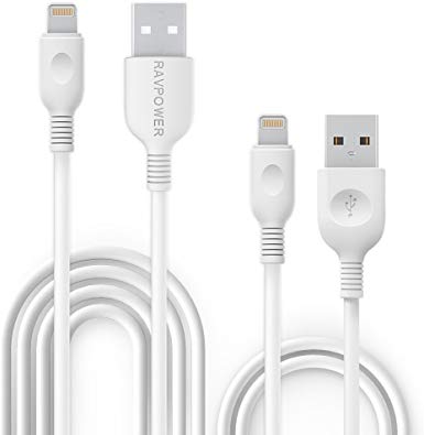 RAVPower 2-Pack Lightning Cable, Phone Date Cable Set (3ft and 6ft) - MFi Certified Lightning to USB Cable Compatible with iPhone XS/XS Max/X/X /8/8 Plus, iPad and More