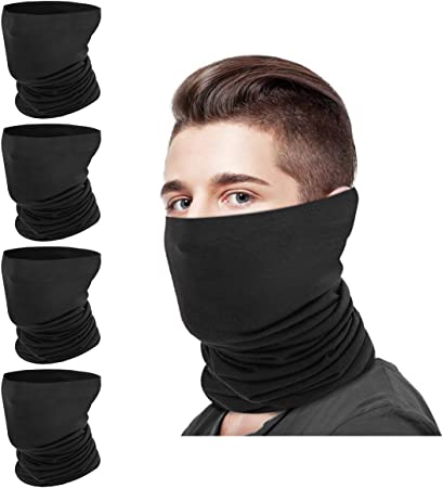 MoKo Neck Gaiter Face Mask Women Men 4 Pack, Bandana Scarf, UV/Dust Protection Reusable Washable Balaclava for Outdoor