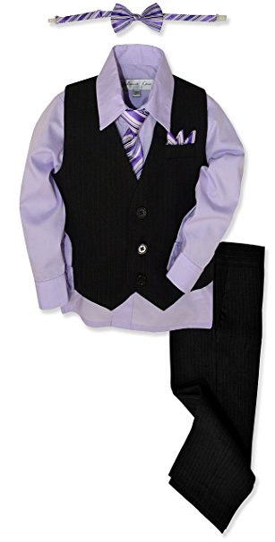 Johnnie Lene Pinstripe Boys Formal Dresswear Vest Set