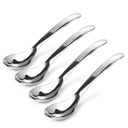 WCountFair Stainless Steel Round Soup Spoons 6.5inches Table Dinner Seving Spoon,Set of 4 (6.5inch)