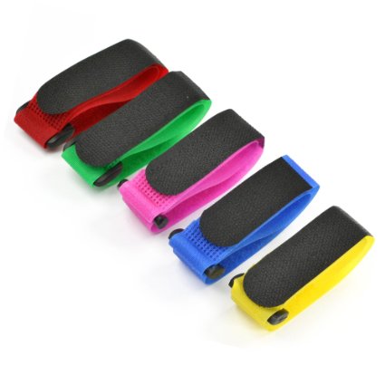 Bluecell 10 PCS 12" 30cm Assorted Color Hook and Loop Reusable Fastening Wrap Strap with Plastic Buckle End