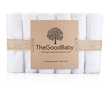 100% Organic Turkish Cotton Baby Washcloths by The Good Baby - 6 Pack