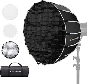 K&F CONCEPT 47“/120cm Softbox Parabolic Hexadecagon Compatible with Bowens Mount, with Honeycomb Grid, Light Diffusers, Carrying Bag, for Photography Studio Speedlite Flash and Monolight