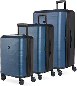 SwissGear Duet Hardside Expandable Luggage with Spinner Wheels, Navy/Black, 3-Piece Set (19/24/28)