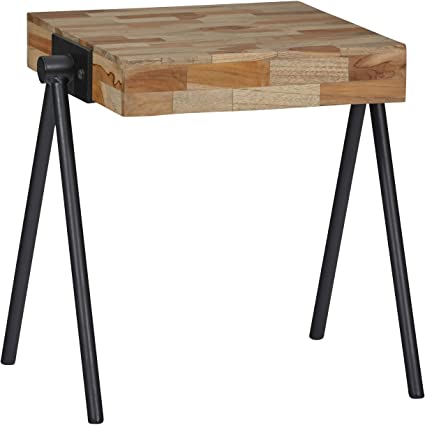 Amazon Brand – Rivet Hendrix Rustic Wooden Table, 16"W x 20"H, Natural