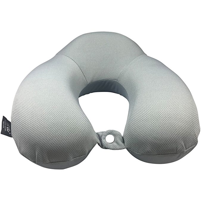 Travel Pillow by AirGo Products- Bonus Attached Carry Bag - Designed by Spinal Doctor for Best Neck Support While Traveling in Cars, Planes, Trains, Even While Sitting at Home!