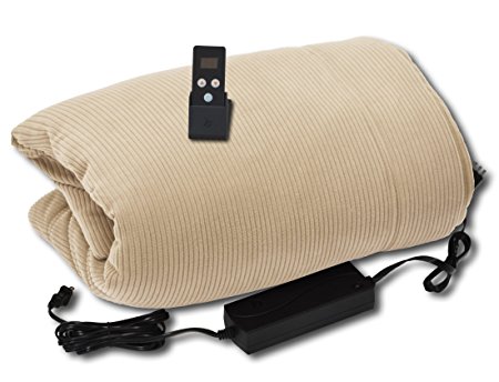 BioSmart Luxurious Safe Low-Voltage Infrared Electric Heated Blanket with Auto-off, Digial Remote, 5 yr Warranty, Throw, Crème