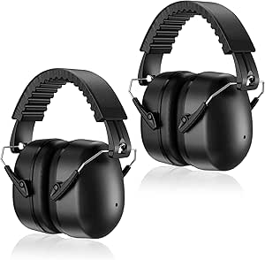 ProCase 2 Pack Noise Reduction Ear Muffs, SNR 32dB Noise Cancelling Headphones for Adults Kids Autism, Adjustable Sound Proof Hearing Protection Safety Earmuffs for Work Shooting Mowing -Black