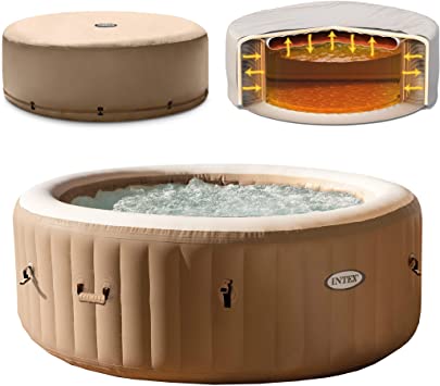 Intex 4-Person PureSpa Portable Bubble Massage Spa Set with Deluxe Energy Efficient Cover