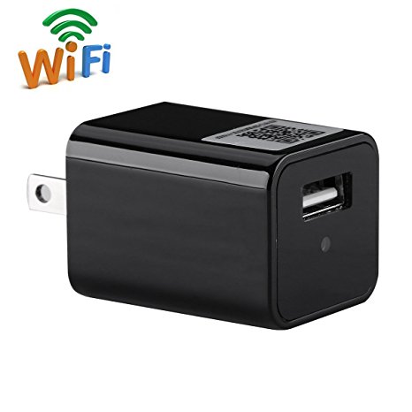ALON 1080P WIFI Hidden Camera USB Adapter Mini Spy Camera Wall Charger Covert Nanny Cam Support Android/iOS View Video Recorder Motion Dection Alarm