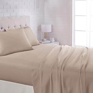 AmazonBasics Light-Weight Microfiber Sheet Set - King, Taupe