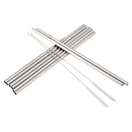 eBoot Stainless Steel Straws Set of 8 with Cleaning Brush