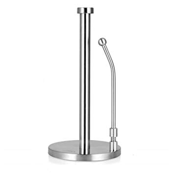 Awekris Paper Towel Holder, Simply Tear Standing Paper Towel Holder, Stainless Steel Paper Towel Holder/Tissue Holder Countertop with Weighted Base for Tissue and Garbage Bags in Roll