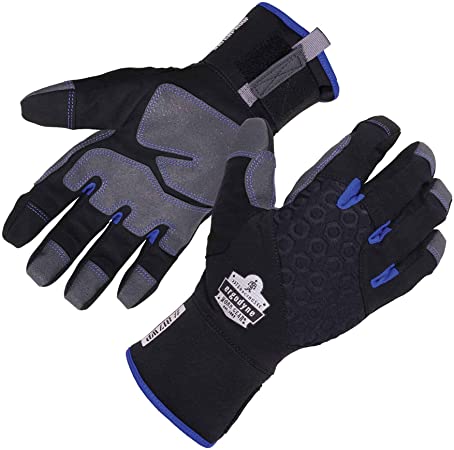 Ergodyne ProFlex 817WP Waterproof Work Gloves, Thermal Insulated, Touchscreen, Reinforced Palms, Black, Large