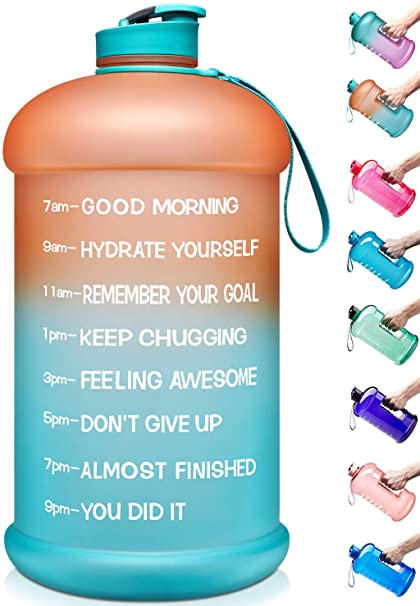 Venture Pal Large 128oz/74oz Leakproof BPA Free Fitness Sports Water Bottle with Motivational Time Marker to Ensure You Drink Enough Water Throughout The Day