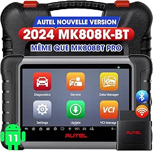 Autel MaxiCOM MK808K-BT Scanner: Identique à MK808BT Pro Valise Diagnostic Auto, 2024 Mise à Niveau MX808S MK808S, BT Ver. of MX900, Fonction comme MK900-BT, Test Actif, Test de Batterie, Android 11