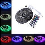 XKTTSUEERCRR 10M328 FT 600LED Two Rolls SMD Black PCB 5050 Waterproof Flexible RGB Color Changing LED Light Strip  44 Key Remote Controller For DecorationPower Supply Not Included