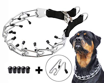 Mayerzon Dog Prong Training Collar, Stainless Steel Choke Pinch Dog Collar with Comfort Tips(Packed with One Extra Links)