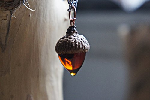 Amber Glass Acorn Pendant