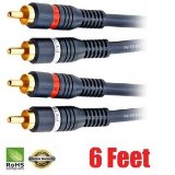 iMBAPrice PREMIUM 6-Feet Audio Stereo Cable 22AWG Gold Plated 2 RCA MM Plug Cable 2 M