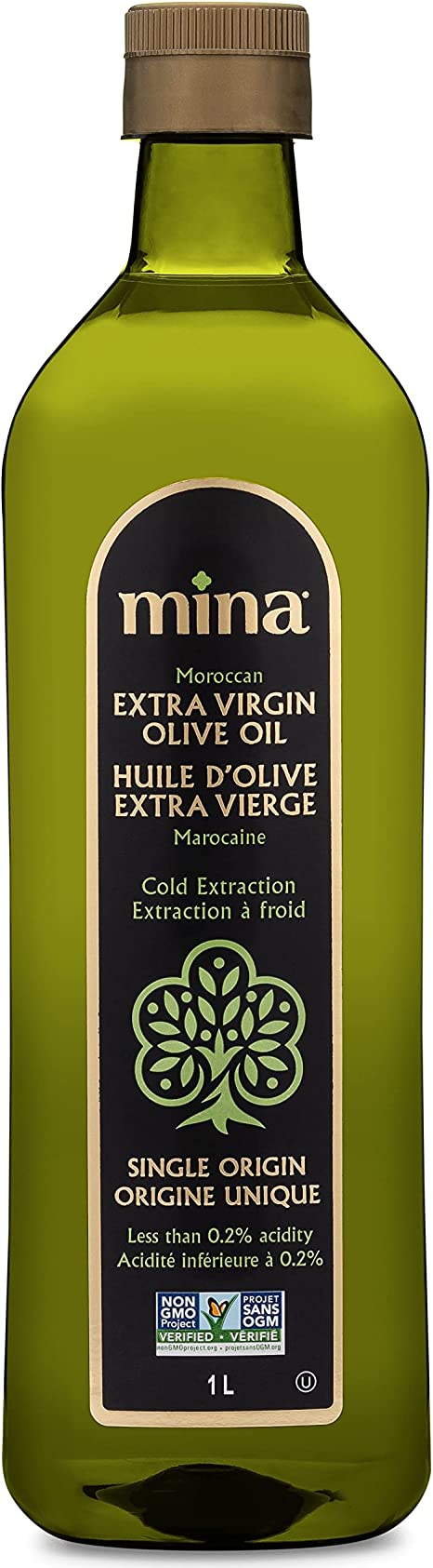 Mina Extra Virgin Olive Oil, Single Origin, Cold Extracted, Moroccan Olive Oil High in Polyphenols, 1 LITER – 33.8 Fl Oz