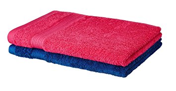 Solimo 100% Cotton 2 Piece Hand Towel Set, 500 GSM (Paradise Pink and Iris Blue)