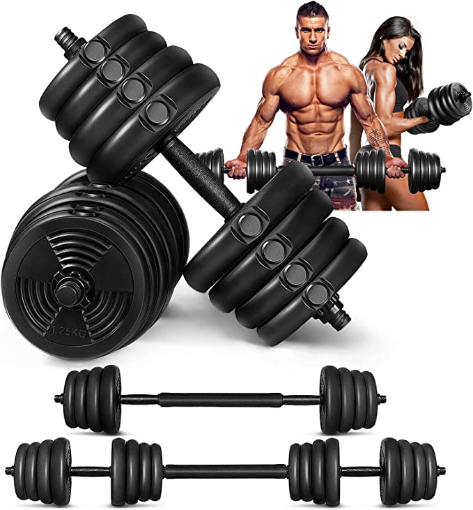 MOVTOTOP Adjustable Dumbbells Set, 5/15/25/35/66lbs, Solid Free Weight Dumbbells Sets with Connecting Rod and Non-Slip Handle, Barbell Weight Set for Men & Women Home Gym Exercise & Fitness
