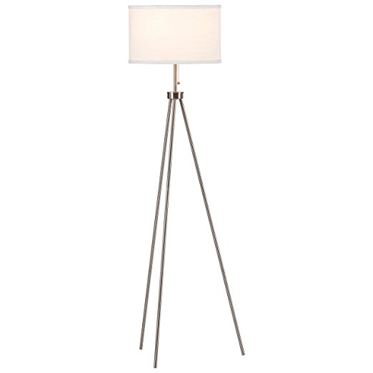 Rivet AF43495SLV Minimalist Tripod Floor Lamp, 58"H, With Bulb, Steel