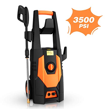 mrliance 3500PSI Electric Pressure Washer, 2.0GPM Electric Power Washer High Pressure Washer with Spray Gun, Brush, and 4 Quick-Connect Spray Tip (Orange)