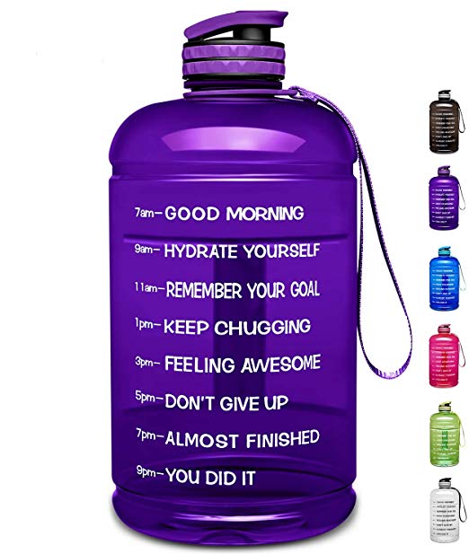 Venture Pal Large 128oz/74oz Leakproof BPA Free Fitness Sports Water Bottle with Motivational Time Marker to Ensure You Drink Enough Water Throughout The Day