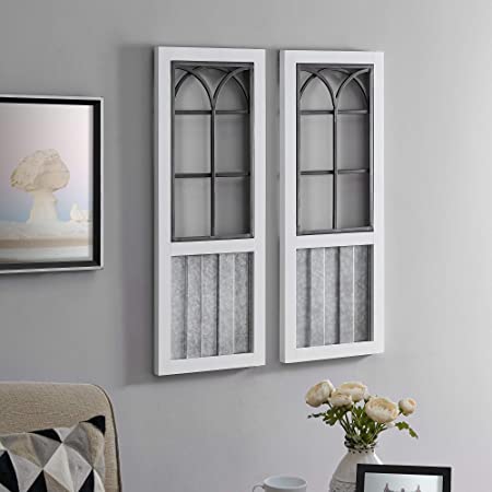 FirsTime & Co. White Willow Farmhouse Window Wall Plaque 2-Piece Set, American Designed, White, 12 x 1 x 31.5 inches (70300)