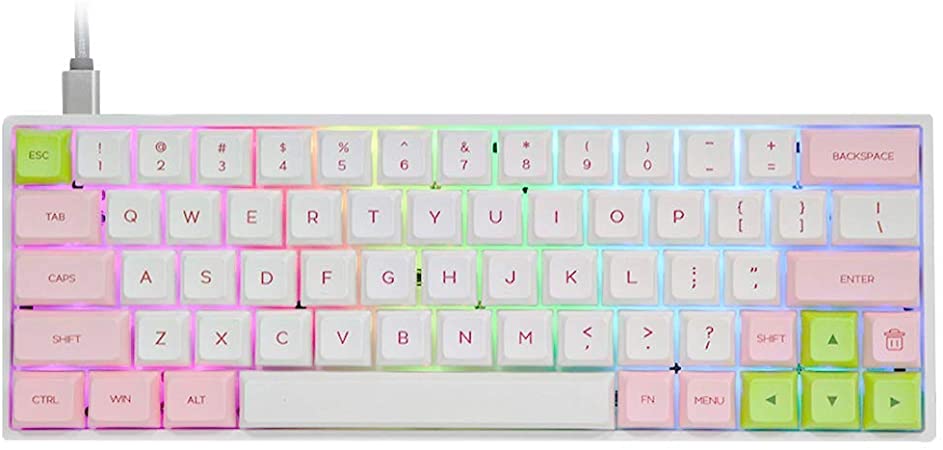 EPOMAKER SK64S Hot Swappable Bluetooth 5.1 Wireless/Wired Mechanical Keyboard with RGB Backlit, PBT Keycaps for Win/Mac/Gaming (Gateron Optical Brown, Pink White)