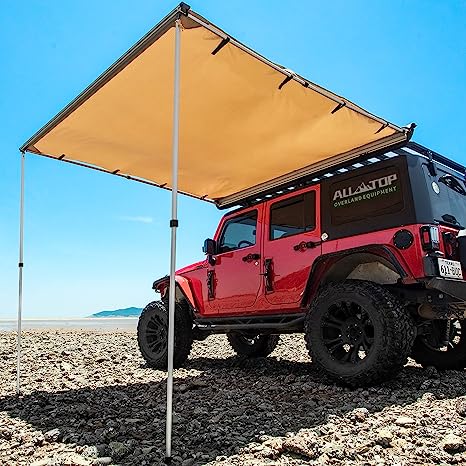 ALL-TOP Vehicle Awning 6.6'x10' Rooftop Pull-Out Retractable 4x4 Weather-Proof UV50  Side Awning for Jeep/SUV/Truck/Van