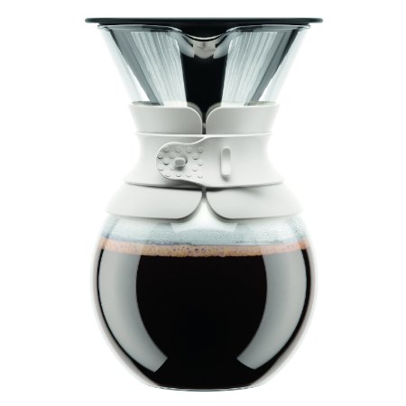 Bodum 11571-913 Pour Over Coffee Maker with Permanent Filter 34 oz White