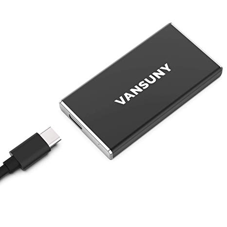 Vansuny External SSD USB 3.0 450MB/s High-Speed Read Write Portable Aluminum SSD External Hard Drive, Mobile External Solid State Drive (60 G, Black)