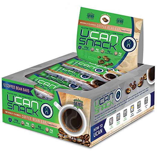 Generation UCAN Snack Bar Box, Coffee Bean, With UCAN SuperStarch ®, Low Sugar, Gluten-Free, Plant Protein, No Trans Fats, Naturally Sweetened, 1.5 Ounces, 12 Count