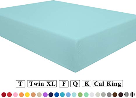 NTBAY Microfiber Full Fitted Sheet, Wrinkle, Fade, Stain Resistant Deep Pocket Bed Sheet, Aqua