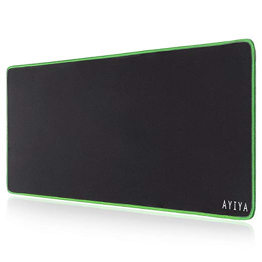 AYIYA Extended Mouse Pad Extra Large Size Mouse Mat Keyboard Gaming Mouse Pads with Stitched Edges, Non-Slip Rubber Base, Ultra Thick 5mm (Green, Extended Heavy, 30.8"x11.8")