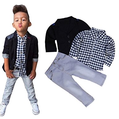 LNGRY 1 Set Kids Boys Business Suit Shirt Tops Trousers Children Clothes Outfits